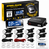 front and rear parking sensor steelmate white